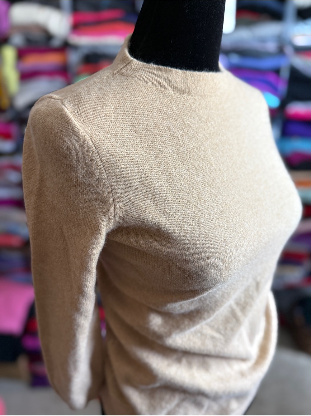 Classic Crewneck Women's Cashmere Sweater in Camel
